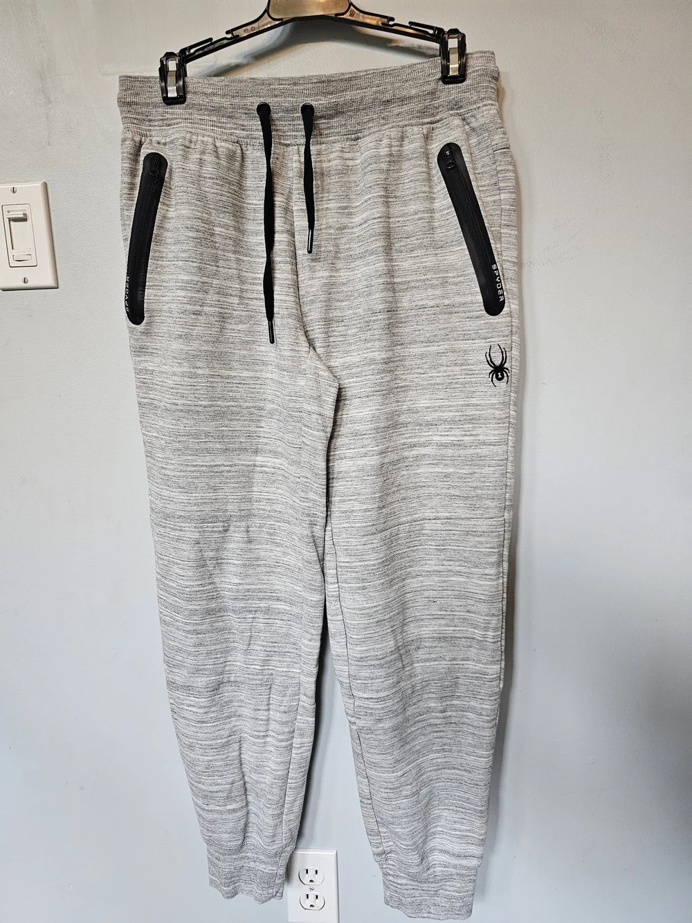 Spyder Active ProW-B Jogger Sweatpants Size Medium Grey Marled Zip Pockets - Picture 1 of 5